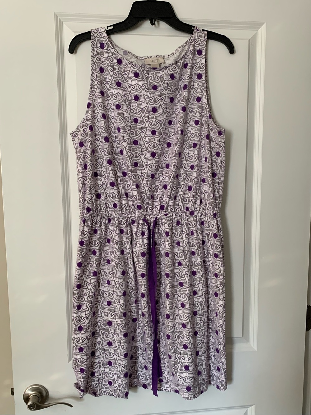 LOFT Women’s Lavender and Purple Dot Drawstring Tank Dress